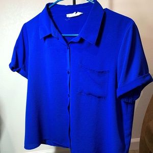 Pink Rose Business Casual Button-Up Blouse